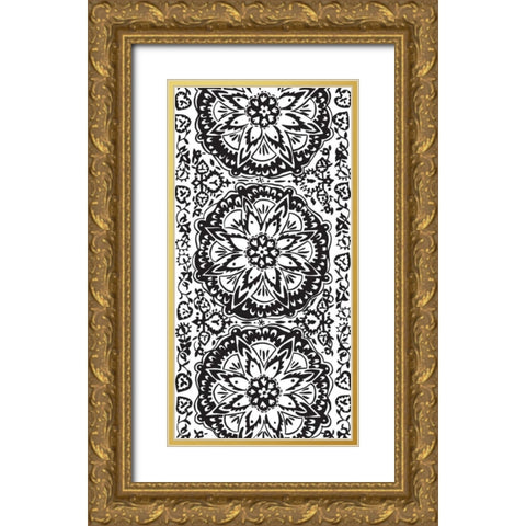 BandW Arabesque Panels IV Gold Ornate Wood Framed Art Print with Double Matting by Zarris, Chariklia