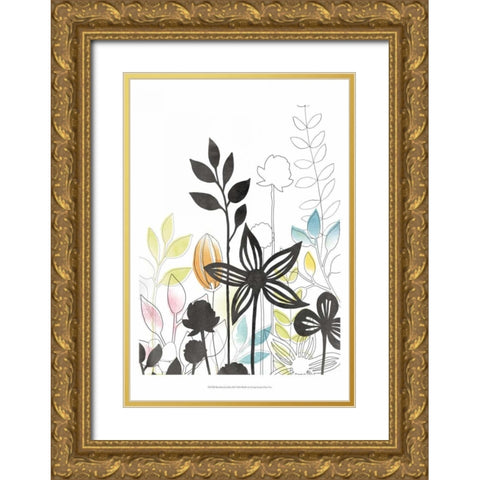 Sketchbook Garden III Gold Ornate Wood Framed Art Print with Double Matting by Vess, June Erica