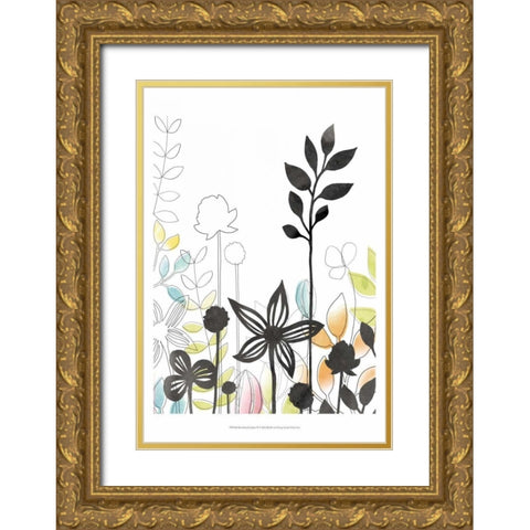 Sketchbook Garden IV Gold Ornate Wood Framed Art Print with Double Matting by Vess, June Erica