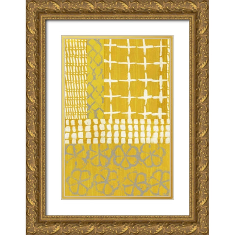 Golden Blockprint I Gold Ornate Wood Framed Art Print with Double Matting by Zarris, Chariklia