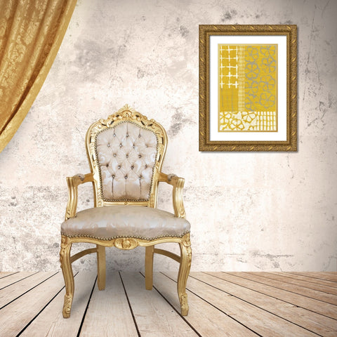 Golden Blockprint II Gold Ornate Wood Framed Art Print with Double Matting by Zarris, Chariklia