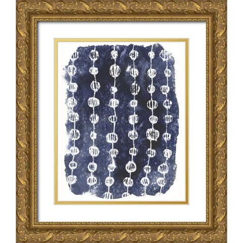Indigo Batik Vignette I Gold Ornate Wood Framed Art Print with Double Matting by Vess, June Erica