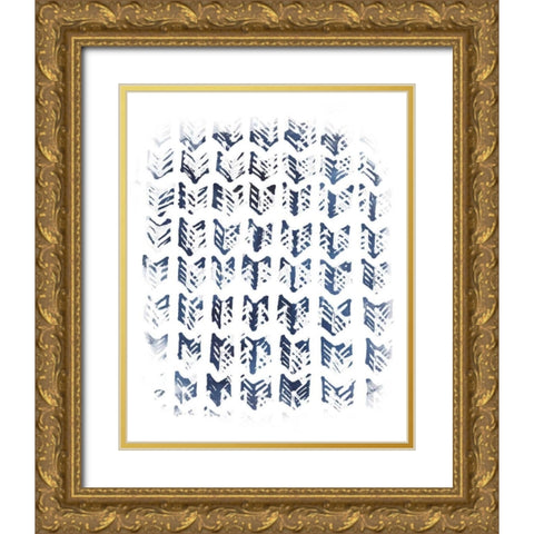 Indigo Batik Vignette VIII Gold Ornate Wood Framed Art Print with Double Matting by Vess, June Erica