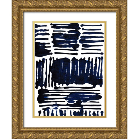 Indigo Stripes I Gold Ornate Wood Framed Art Print with Double Matting by Fuchs, Jodi