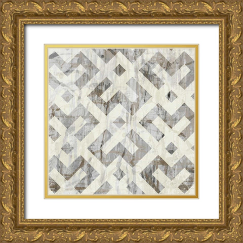Neutral Metric I Gold Ornate Wood Framed Art Print with Double Matting by Goldberger, Jennifer