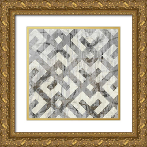 Neutral Metric II Gold Ornate Wood Framed Art Print with Double Matting by Goldberger, Jennifer