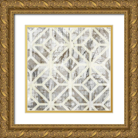 Neutral Metric III Gold Ornate Wood Framed Art Print with Double Matting by Goldberger, Jennifer