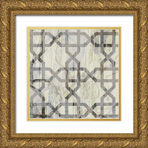 Neutral Metric V Gold Ornate Wood Framed Art Print with Double Matting by Goldberger, Jennifer