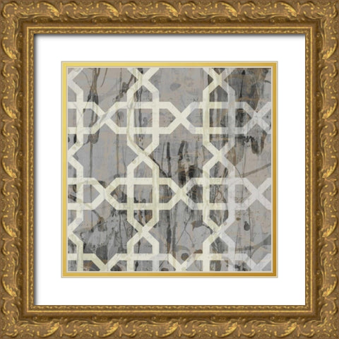 Neutral Metric VI Gold Ornate Wood Framed Art Print with Double Matting by Goldberger, Jennifer