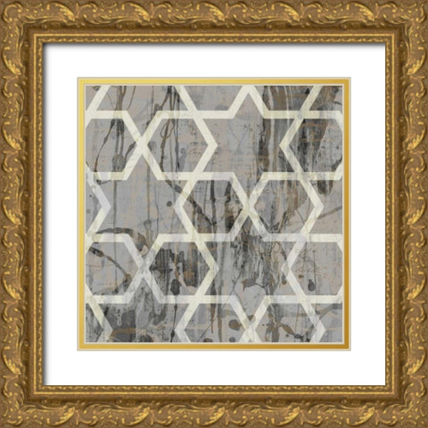 Neutral Metric VII Gold Ornate Wood Framed Art Print with Double Matting by Goldberger, Jennifer