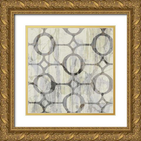 Neutral Metric IX Gold Ornate Wood Framed Art Print with Double Matting by Goldberger, Jennifer