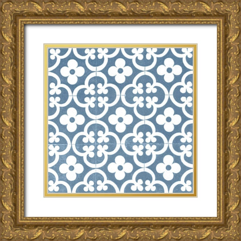 Chambray Tile I Gold Ornate Wood Framed Art Print with Double Matting by Vision Studio