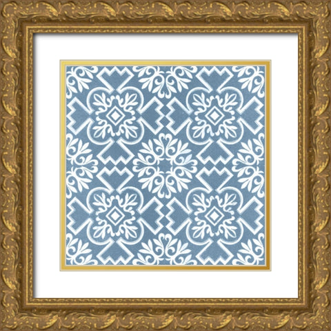 Chambray Tile III Gold Ornate Wood Framed Art Print with Double Matting by Vision Studio