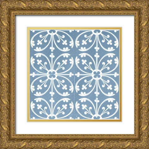 Chambray Tile VI Gold Ornate Wood Framed Art Print with Double Matting by Vision Studio
