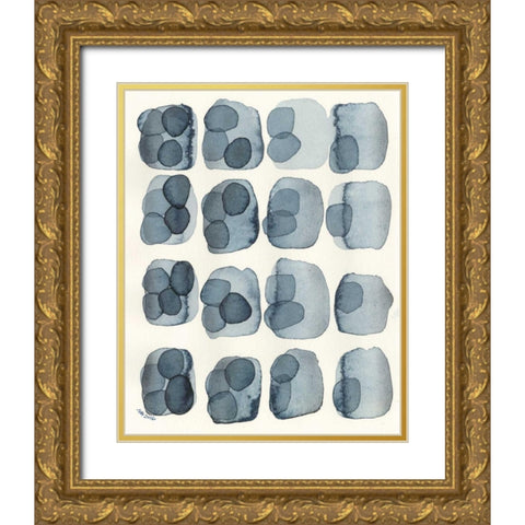 Indigo Four Gold Ornate Wood Framed Art Print with Double Matting by Galapon, Nikki