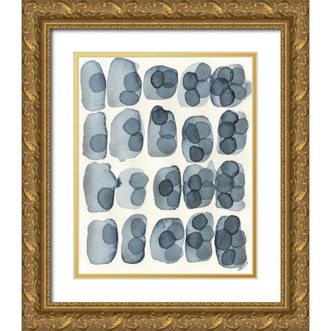 Indigo Five Gold Ornate Wood Framed Art Print with Double Matting by Galapon, Nikki