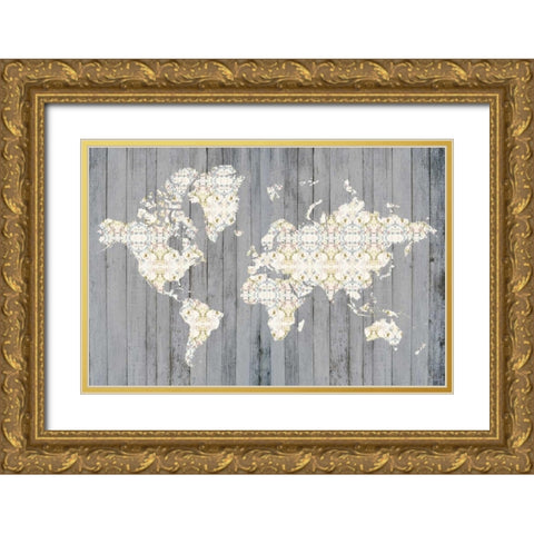 Flower Map I Gold Ornate Wood Framed Art Print with Double Matting by Goldberger, Jennifer