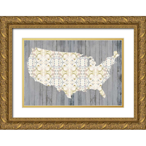 Flower Map II Gold Ornate Wood Framed Art Print with Double Matting by Goldberger, Jennifer