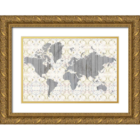 Flower Map III Gold Ornate Wood Framed Art Print with Double Matting by Goldberger, Jennifer
