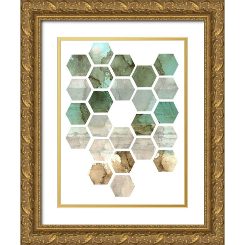 Hexocollage II Gold Ornate Wood Framed Art Print with Double Matting by Ilosky, Pam