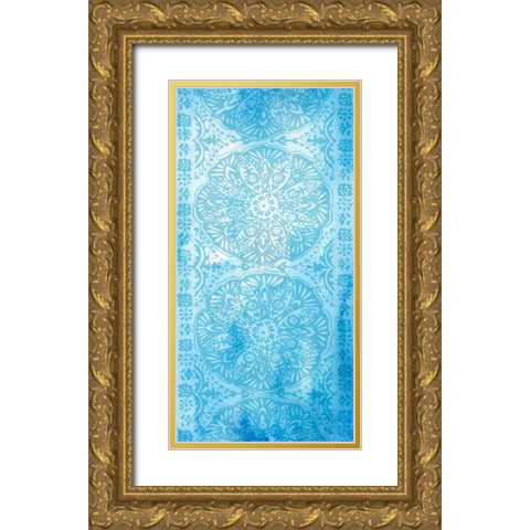 Cobalt Deco Panel I Gold Ornate Wood Framed Art Print with Double Matting by Zarris, Chariklia