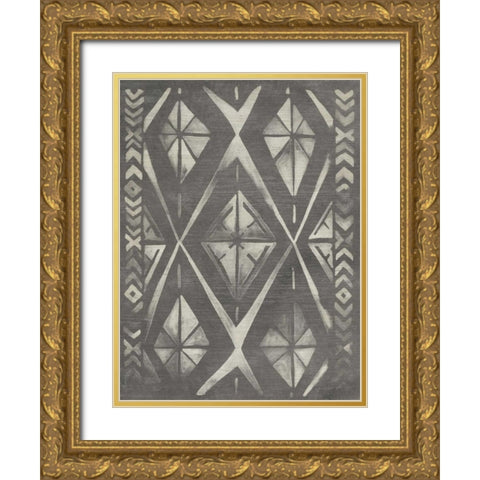 Mudcloth Patterns I Gold Ornate Wood Framed Art Print with Double Matting by Vess, June Erica