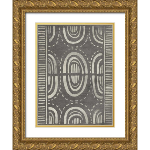 Mudcloth Patterns II Gold Ornate Wood Framed Art Print with Double Matting by Vess, June Erica