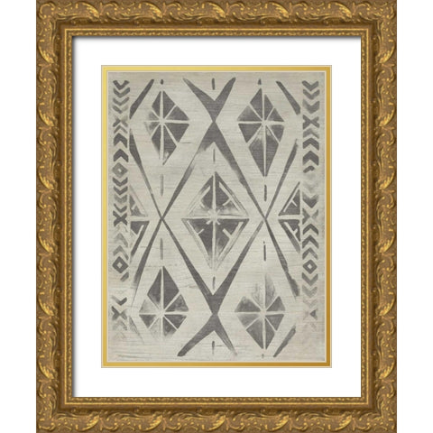 Mudcloth Patterns V Gold Ornate Wood Framed Art Print with Double Matting by Vess, June Erica
