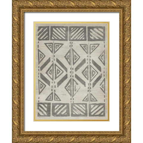 Mudcloth Patterns VII Gold Ornate Wood Framed Art Print with Double Matting by Vess, June Erica