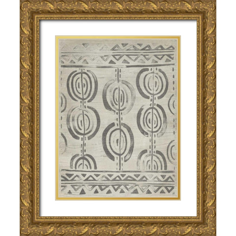 Mudcloth Patterns VIII Gold Ornate Wood Framed Art Print with Double Matting by Vess, June Erica