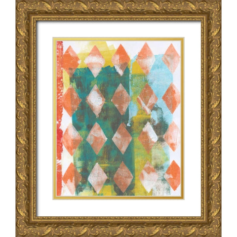 Harlequin Abstract III Gold Ornate Wood Framed Art Print with Double Matting by McCavitt, Naomi