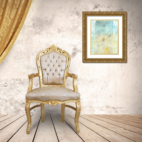 Dots on Blue II Gold Ornate Wood Framed Art Print with Double Matting by McCavitt, Naomi