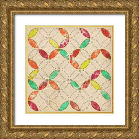 Geometric Color Shape I Gold Ornate Wood Framed Art Print with Double Matting by Orlov, Irena