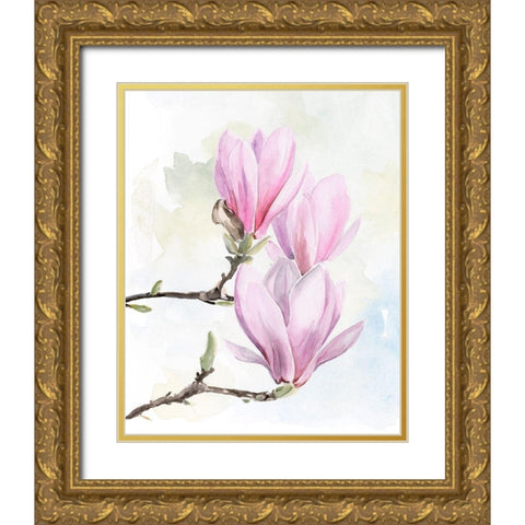 Magnolia Blooms I Gold Ornate Wood Framed Art Print with Double Matting by Parker, Jennifer Paxton
