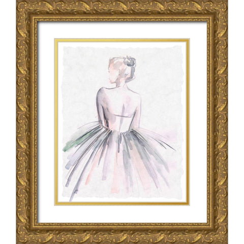 Watercolor Ballerina I Gold Ornate Wood Framed Art Print with Double Matting by Parker, Jennifer Paxton