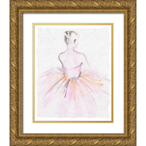 Watercolor Ballerina II Gold Ornate Wood Framed Art Print with Double Matting by Parker, Jennifer Paxton