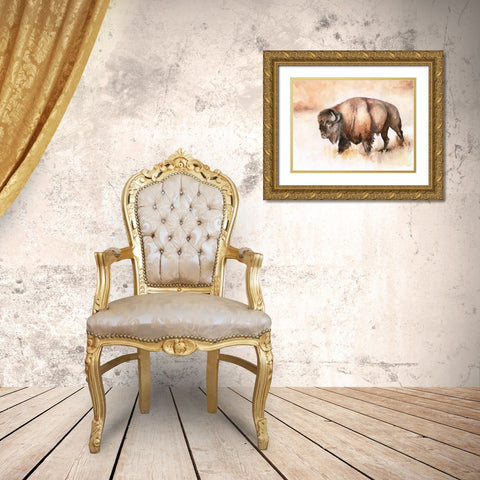 Buffalo Roam I Gold Ornate Wood Framed Art Print with Double Matting by Parker, Jennifer Paxton