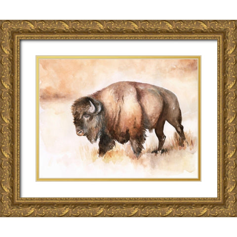 Buffalo Roam I Gold Ornate Wood Framed Art Print with Double Matting by Parker, Jennifer Paxton