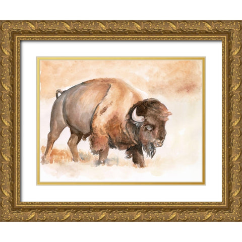 Buffalo Roam II Gold Ornate Wood Framed Art Print with Double Matting by Parker, Jennifer Paxton