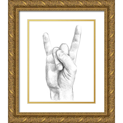 Hand Signs IV Gold Ornate Wood Framed Art Print with Double Matting by Parker, Jennifer Paxton