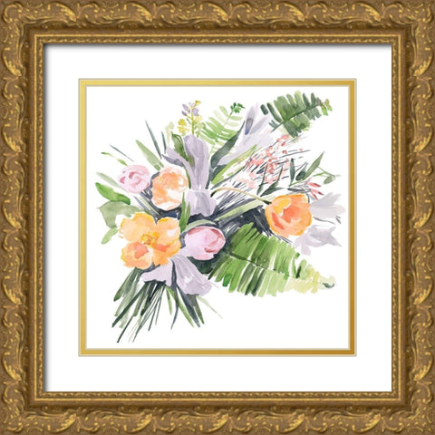 Ferns and Tulips I Gold Ornate Wood Framed Art Print with Double Matting by Parker, Jennifer Paxton