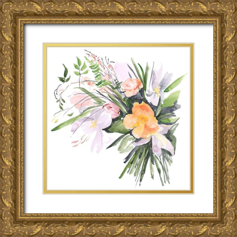 Ferns and Tulips II Gold Ornate Wood Framed Art Print with Double Matting by Parker, Jennifer Paxton