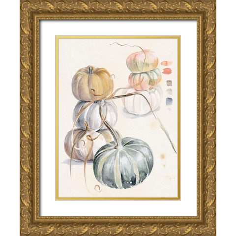 Harvest Pumpkins II Gold Ornate Wood Framed Art Print with Double Matting by Parker, Jennifer Paxton