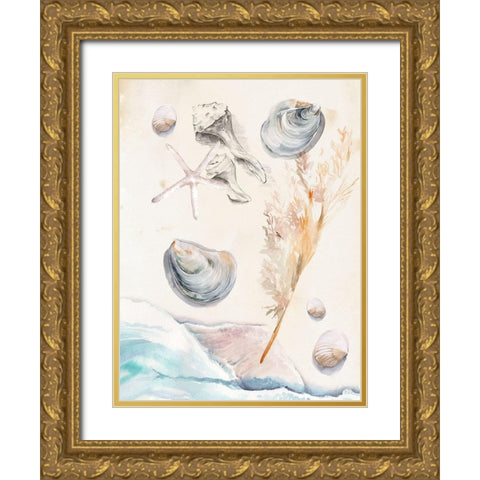 Washing Ashore I Gold Ornate Wood Framed Art Print with Double Matting by Parker, Jennifer Paxton