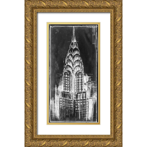 Custom Chrysler Blueprint (SUN) Gold Ornate Wood Framed Art Print with Double Matting by Harper, Ethan