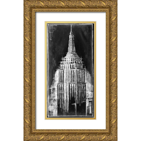 Custom Empire State Blueprint (SUN) Gold Ornate Wood Framed Art Print with Double Matting by Harper, Ethan