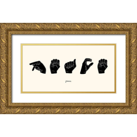Sign Language V Gold Ornate Wood Framed Art Print with Double Matting by Scarvey, Emma