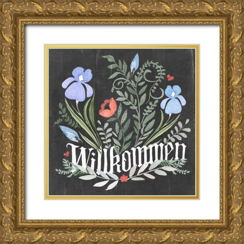 Welcome Folk Garden II Gold Ornate Wood Framed Art Print with Double Matting by Parker, Jennifer Paxton