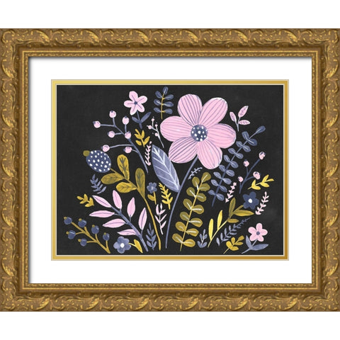 Sweet Folk Florals I Gold Ornate Wood Framed Art Print with Double Matting by Parker, Jennifer Paxton