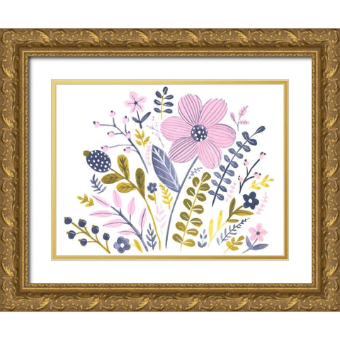 Sweet Folk Florals III Gold Ornate Wood Framed Art Print with Double Matting by Parker, Jennifer Paxton